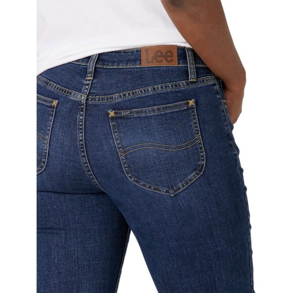 Lee Capri Jeans Mid Rise Regular Fit Womens Sz 22M Blue Denim Dark Wash Stretch - Picture 8 of 9